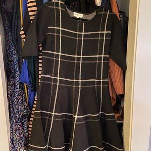 Plaid stretch sweater dress